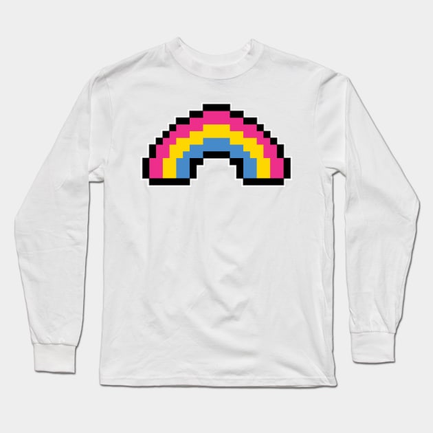 Pixel Rainbow Design in Pansexual Pride Flag Colors Long Sleeve T-Shirt by LiveLoudGraphics